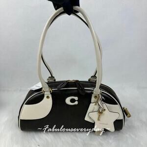 Coach Coachtopia Bowling Shoulder Bag Upcrafted Leather Black/Chalk CDU49 NWT